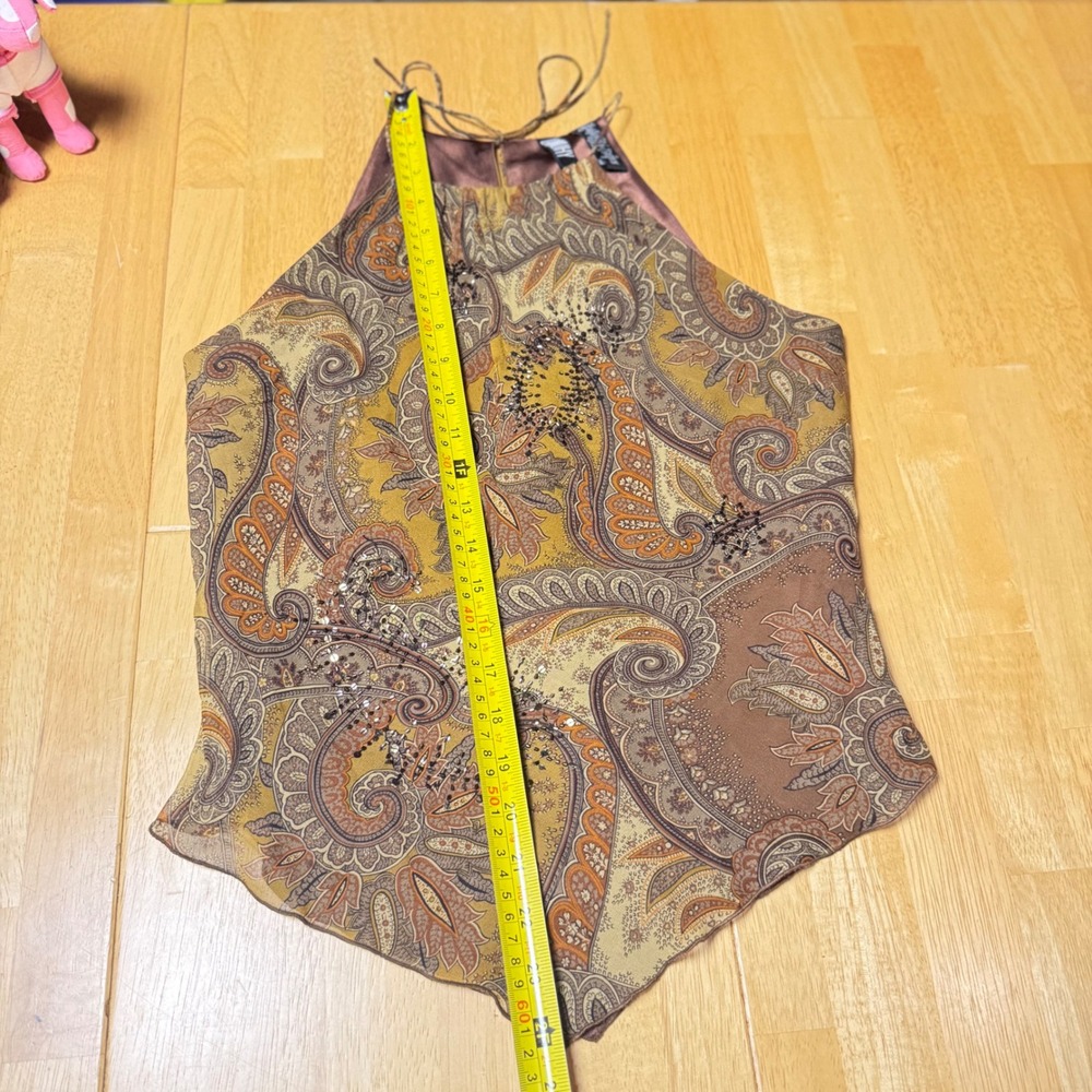 Laundry by Shelli Segal Silk Beaded Paisley Halter Top - Picture 4 of 7
